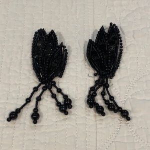 Vintage black fabric and beaded earrings